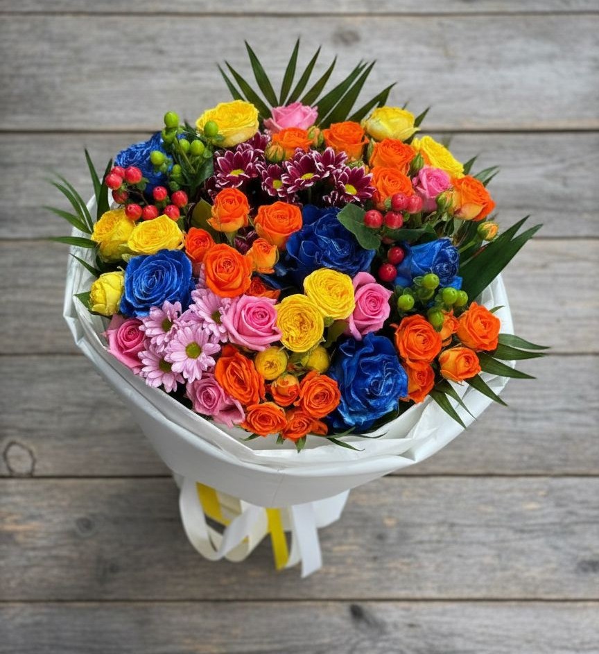 Букет цветов из: Розы и Хризантемы в Молодежный