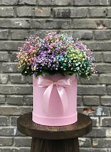 Цветочная композиция из Гипсофила и Розы в шляпной коробке #REPLACE_PRED# Молодежный