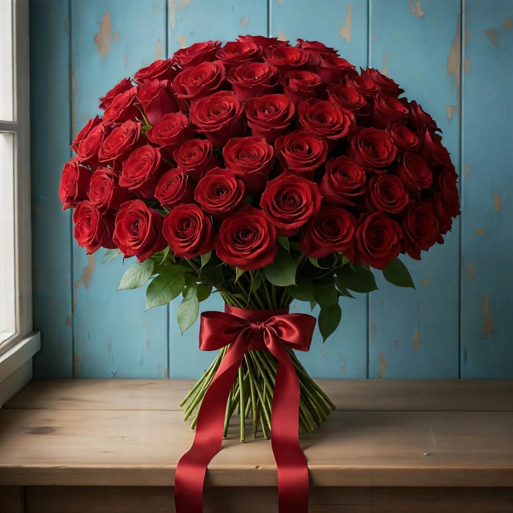 Букет Красные розы Блэк Меджик в Молодежный