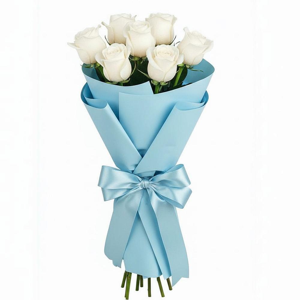 Букет 7 белых роз Проуд в Молодежный