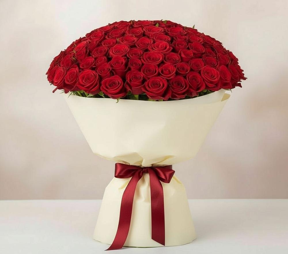 Букет 101 Красная роза Милано в Молодежный