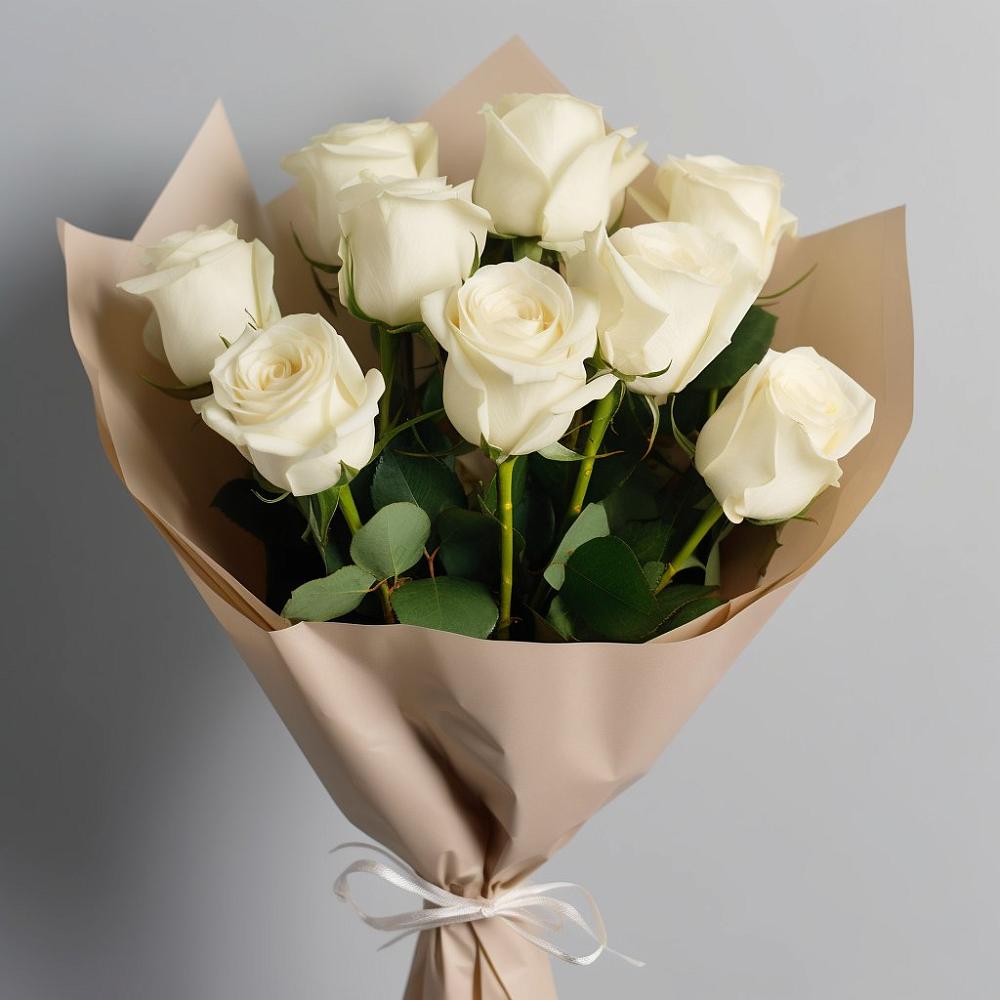 Букет 9 Белых роз Эдлесс Лав в Молодежный