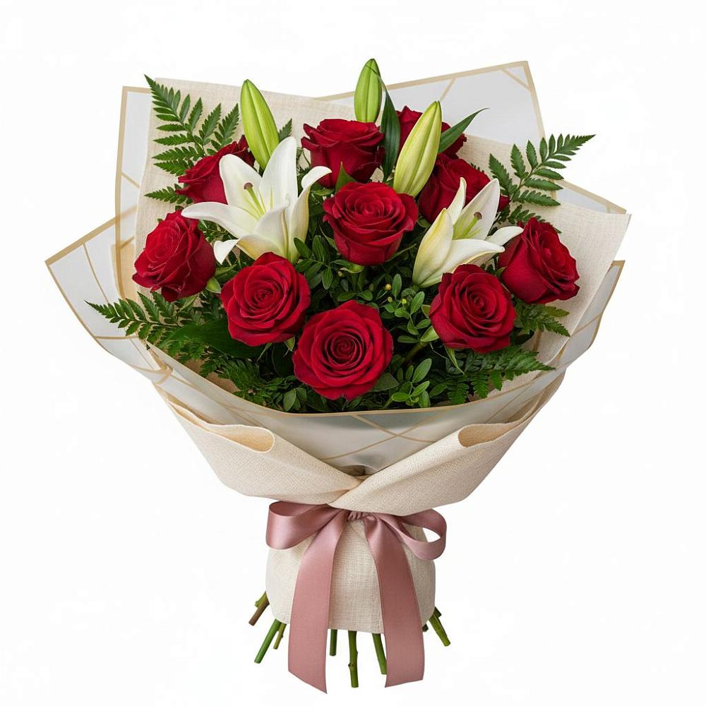 Букет цветов из: Лилии и Розы в Молодежный