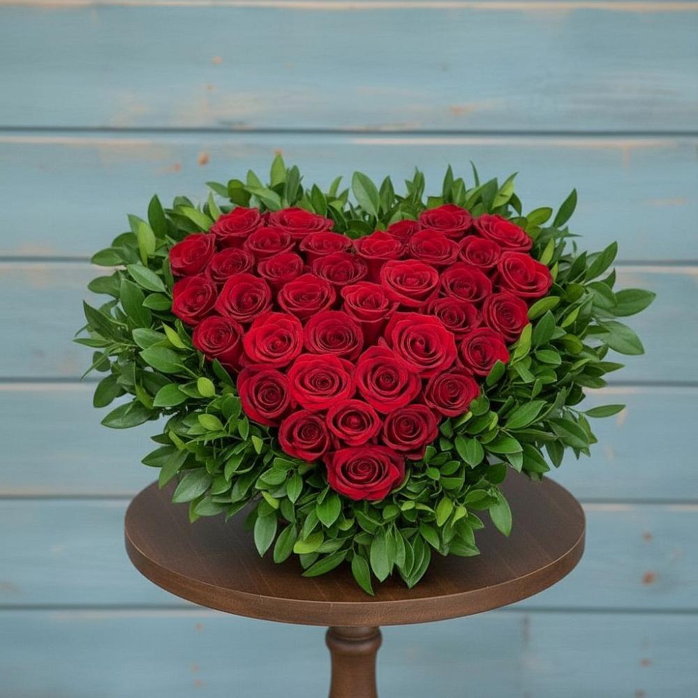 Цветочная композиция из Розы в виде сердца в Молодежный