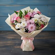 Букет цветов из:  Хризантемы, Альстромерии и Розы в Молодежный