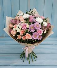 Букет цветов из:  Хризантемы, Розы и Альстромерии #REPLACE_PRED# Молодежный